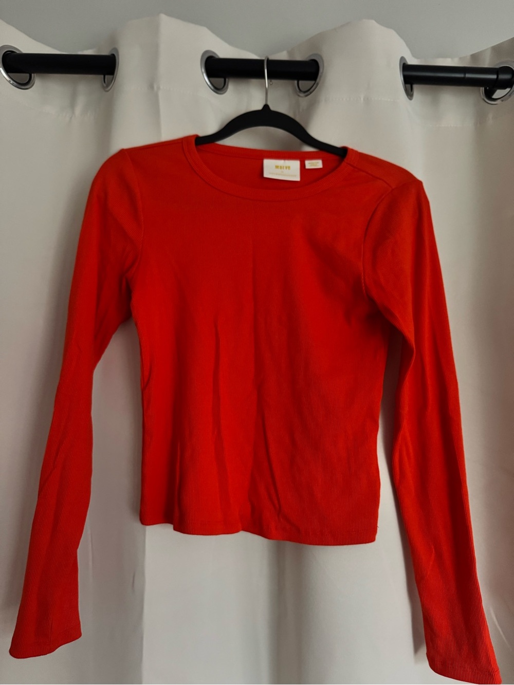 Anthropologie Red Long-Sleeve Crop Top